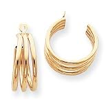 14k Polished Triple Hoop Earrings Jackets - JewelryWeb