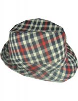 Outer Rebel Fashion Squaretop Fedora Hat- Black, Red & White Plaid