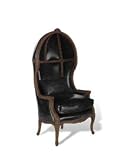 Balloon Chair Black Embossed Leather