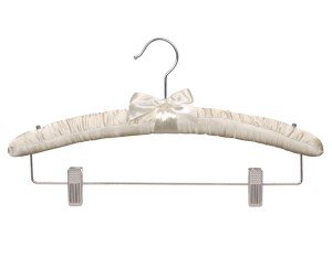 Satin Padded Hangers Clips Ivory Box of 24