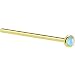 Solid 14KT Yellow Gold 2mm Light Blue Synthetic Opal Straight Fishtail 3/4 - 20 Gauge