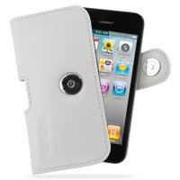 PDair Leather Case for Apple iPhone 4 & 4S - Horizontal Pouch Type (White)