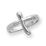 Sterling Silver Vertical Tiny Freeform Cross Ring