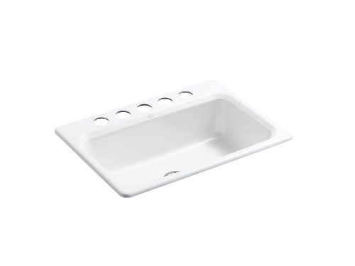 Kohler K-5832-5U-0 Bakersfield Undercounter Sink with Installation Kit, White