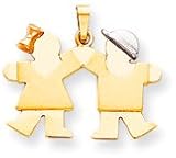 Girl Boy Silhouette Charm, Yellow/White/Pink Gold