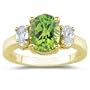 0.25 Cts Diamond & 0.37 Cts Peridot Ring in 14K Yellow Gold-10.0