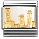 Composable Classic RELIEF MONUMENTS in stainless steel and 18k gold (San Gimignano)