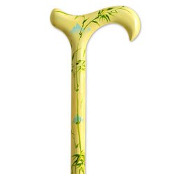 HealthPersonalCare: Wood walking cane   Yellow Boats pattern. This High Fashion cane is constructed of solid wood, and it is carefully hand painted. This wooden Cane is designed for that distinguished and fashionable lady, this designer cane has a weight capacity of 250 pounds, height approx 36   37