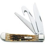 Hunter Trapper Amber Bone Pocket Knife