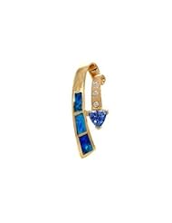 Tanzanite.com 14K Yellow Gold Tanzanite. Diamond & Opal Inlay Pendant .35 TCW