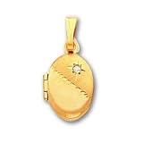 18in Gold-plated Small .01 Ct. Diamond Oval Locket Necklace