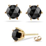 1.50 Cts Black Diamond Stud Earrings in 18K Yellow Gold