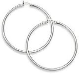 14K White Gold Hoop Earrings - 3/4 diameter (2mm thickness)
