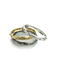 Designer Sterling Silver & Precious Stones Tri-mantra Bangle Set