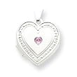Sterling Silver Pink CZ 18mm Heart Locket