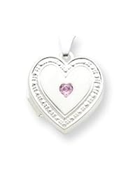 Sterling Silver Pink CZ 18mm Heart Locket