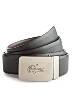 Men's Reversible Leather Belt With Engraved Logo Buckle