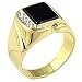 Men's Classic Line Black Genuine Nature Stone Onyx Two-Tone Ring, Size: 8-13