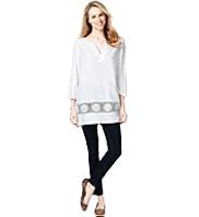 Linen Blend 3/4 Sleeve Crochet Tunic