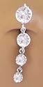 Clear Cz 4 Gem Drop Dangle Reverse Top Mount Belly button Navel Ring 14 gauge
