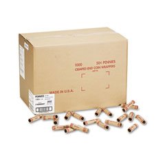 MMF Preformed Tubular Coin Wrappers, Pennies, $.50, 1,000 Wrappers per Box (Case of 3)