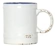 Stoneware Pottery Distressed Blue and White Mugs 3.75"H, 10oz Set of 4