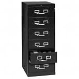 TNNCF669BK Card Cabinet w/Lock, 6 Drawer, 21x28x52, Black