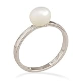 Rhodium Plated Sterling Silver Cultured Freshwater Pearl Ring