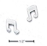 Sterling Silver Music Notes Post Earrings