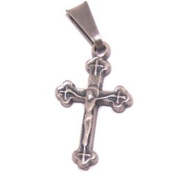 Double faced small Crucifix - Pewter rosary or chaplet crucifix (1.6cm or 0.65 inches)
