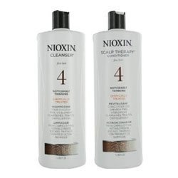 Nioxin System 4 Cleanser & Scalp Therapy for Fine Treated Hair Duo Set, 33.8 oz for each bottle