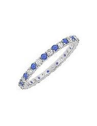 Sapphire and Diamond Eternity Bangle : 14K White Gold - 6.00 CT TGW