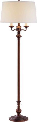 Lite Source LS-81632 Berdine Floor Lamp, Black with Off-White Fabric Shade