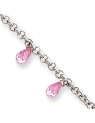 Sterling Silver Pink CZ Bracelet QG1780-7"