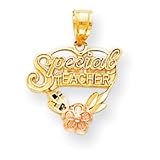 10k Two-Tone Special Teacher in Heart Charm