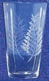 Individually Hand Etched Fern Tumbler Glass 7"H Set / 4