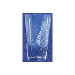 Individually Hand Etched Fern Tumbler Glass 7\”H Set / 4