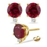 0.06 Ct Diamond and 2.02 Ct Ruby Earrings in 18K Yellow Gold