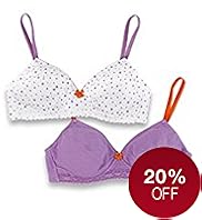 2 Pack Angel Cotton Rich Floral Lace Non-Wired AA-B Bralets
