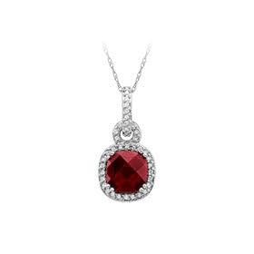 10kt. White Gold, Garnet & Diamond Fashion Pendant by 