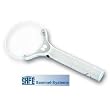 SAFE LEUCHTLUPE IM MODERNEN ALUdesign Lupe mit 2 x LED LESELUPE 2,5x/ 5x fach Vergr��erung 90 mm, randlos - incl. Batterien und Schutzetui Nr. 4645