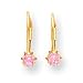 14k Leverback 3mm Pink CZ Childrens Earrings