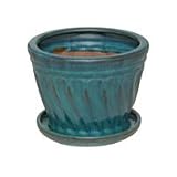 PLANTER W / SAUCER TEAL 10 &acute; - B000W8K14U