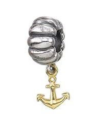 Genuine Zable (TM) Product. 925 Sterling Silver 14K Gold Plated Dangling Anchor Charm. 100% Satisfaction Guaranteed.