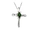 Emerald Cross Diamond Pendant 14k White Gold