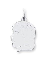 14k White Gold Etched Medium Facing Right Engravable Girl Charm