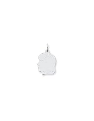14k White Gold Etched Medium Facing Right Engravable Girl Charm