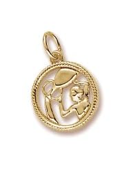 Rembrandt Charms, Aquarius Charm in Solid Sterling Silver or Gold
