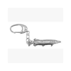 Fine Quality English Pewter Pike Fish Keyring, Lovely Gift Idea