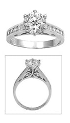 Sterling Silver Ring - Round Clear CZ - Prong Set - 10 mm x 3 mm, Sizes 4-13